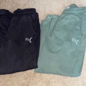 Puma Black and Green Relaxed Fit Track Pants